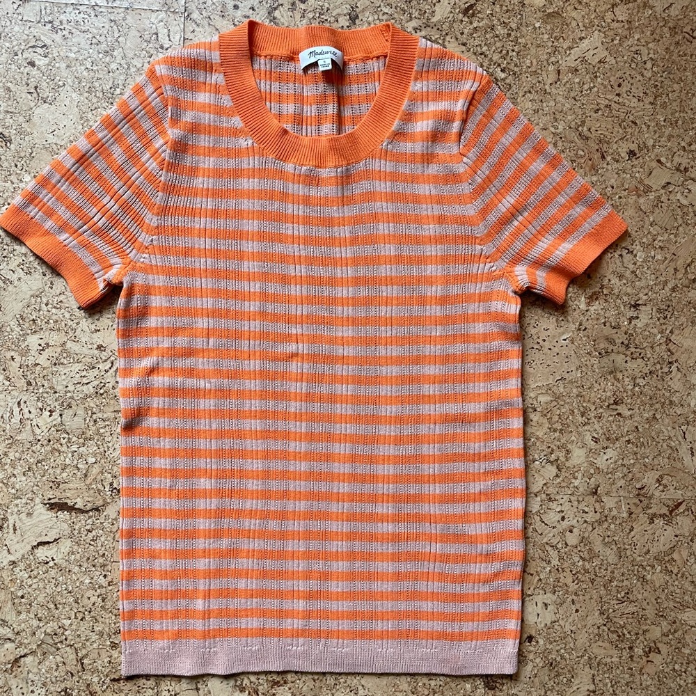 Madewell Ringer Sweater Tee in Neon Pink